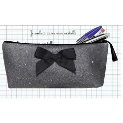 Trousse Scolaire Personnalisée - Scintillant noir