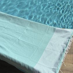 Fouta - Serviette de plage Turquoise & Argent