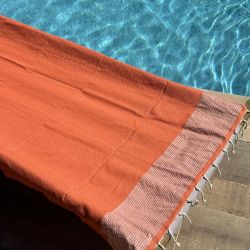 Fouta - Serviette de plage Orange et Argent