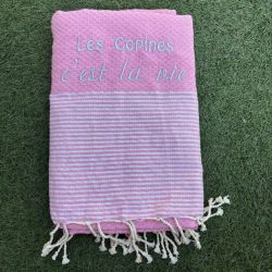 Fouta - Drap de bain personnalisé Les copines c'est la Vie en Rose