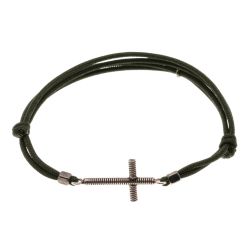 Bracelet Croix en corde de Basse - Kaki