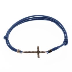 Bracelet Croix en corde de Basse - Bleu jean