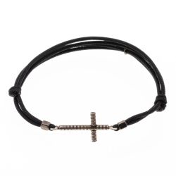 Bracelet Croix en corde de Basse - Noir