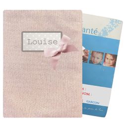 Protège Carnet de santé personnalisé - Lin Brillant rose