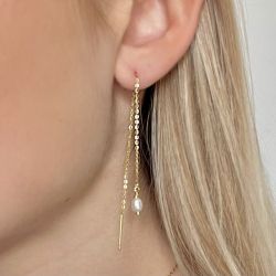 Boucle d'oreille chaine - perle de culture 