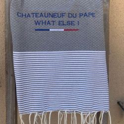 Fouta - Drap de bain personnalisé  Gris "Châteauneuf du Pape"