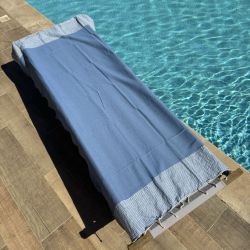 Fouta - Serviette de plage Bleu et Argent