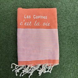 Fouta - Drap de bain personnalisé Les copines c'est la Vie Orange