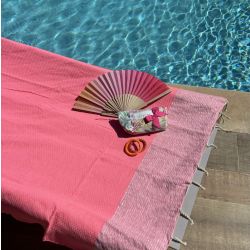 Fouta - Serviette de plage Corail Argent