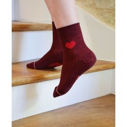 Chaussettes Coeur Bordeaux à paillettes 