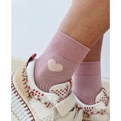 Chaussettes Coeur rose pale à paillettes 