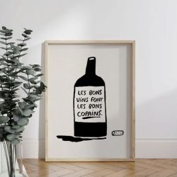 Affiche illustrées "Les bons vins font les bons copains"