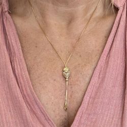 Collier écharpe coeur - or pailleté