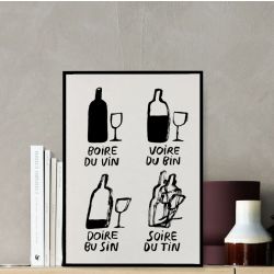 Affiche illustrées "Boire du vin"