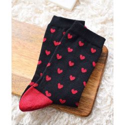 Chaussettes Femme Coeurs rouges paillettes