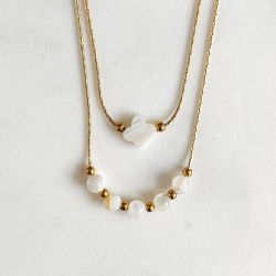 Collier double Trèfle blanc