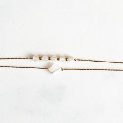 Bracelet double Trèfle blanc