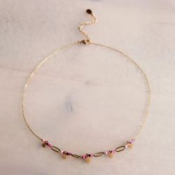 Bracelet chaine Perles rose 