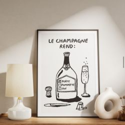 Affiche illustrées "Le champagne rend..."