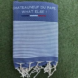 Fouta - Drap de bain personnalisé  Bleu "Châteauneuf du Pape"