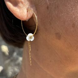 Boucle d'oreille Créoles Fleur nacre