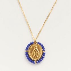 Palas Collier médaille Santa Maria Bleu Roi