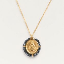 Palas Collier médaille Santa Maria Hématite