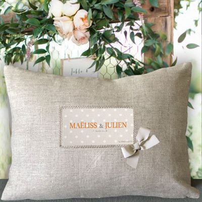 Coussin personnalisé texte - cadeau mariage personnalisé