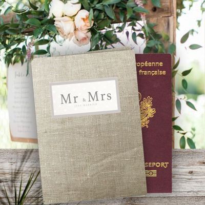 Porte Passeport - Cadeau mariage -Protège passeport personnalisé - Cadeau pour voyageur - Idée cadeau voyage