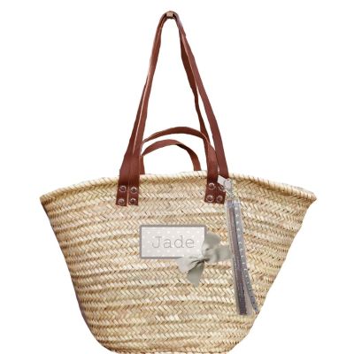 Panier Osier - Panier de plage pour homme & femme - à offrir personnalisé du prénom