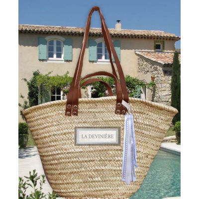 Panier osier - panier de plage - cadeau de mariage original personnalisé au nom de la maison des mariés