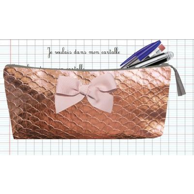 Trousse Scolaire Personnalisée - Ecaille or cuivré - avec Prénom de l'enfant