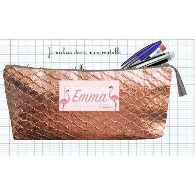 Trousse Scolaire Personnalisée - Ecaille or cuivré - avec Prénom de l'enfant