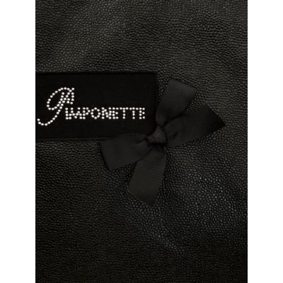 Sac Cabas Personnalisé - Sac Personnalisé - Plaque Pimponette noir - noeud noir - Saya Noir