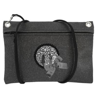 Sac pochette - Petit sac bandoulière - Sac personnalisé photo - Sac personnalisable -Scintillant noir