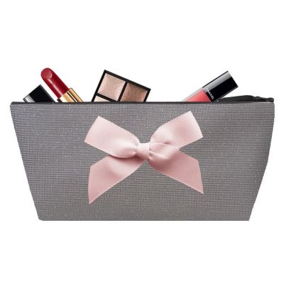 Trousse Personnalisée - Trousse personnalisée avec noeud - Trousse maquillage - Scintillant gris