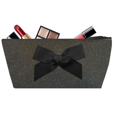 Trousse Personnalisée - Trousse personnalisée avec noeud - Trousse maquillage - Scintillant noir