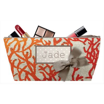 Trousse Personnalisée - Trousse personnalisée prénom des enfants - Cadeau personnalisé photo - Trousse maquillage -Corail