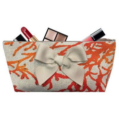 Trousse Personnalisée - Trousse personnalisée avec noeud - Trousse maquillage - Corail