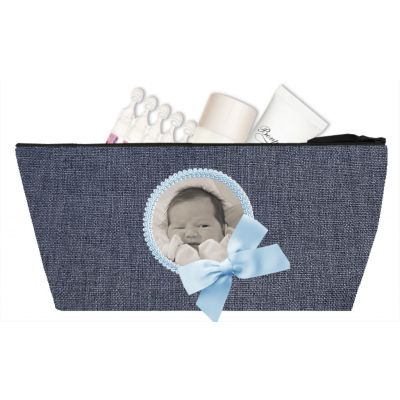 Trousse Bébé - Trousse personnalisée avec la photo de Bébé - Cadeau Naissance personnalisé - Tissé jean