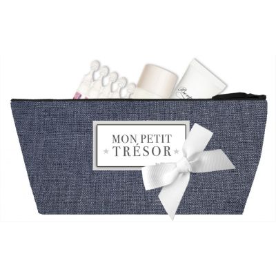 Trousse Bébé - Trousse "Mon petit trésor" - Cadeau Naissance personnalisé - Tissé jean