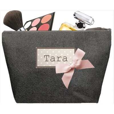 trousse de toilette Femme - Trousse personnalisée avec le prénom ou les initiales - Cadeau personnalisé - Saya Gris bronze