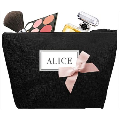 Trousse de toilette Femme - Trousse personnalisée avec le prénom ou les initiales - Cadeau personnalisé - Saya Noir