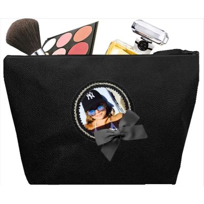 Trousse de toilette Femme - Trousse personnalisée avec votre photo- Cadeau personnalisé - Saya Noir