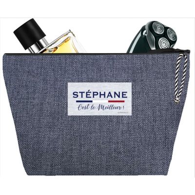 Trousse de toilette Homme - Trousse personnalisée avec le prénom ou les initiales - Cadeau personnalisé - Enduit jeane