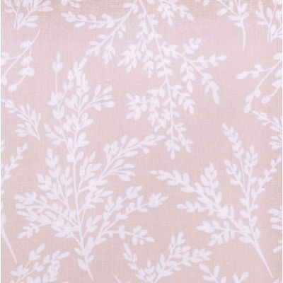 Tissu en coton rose nude avec motif floral blanc