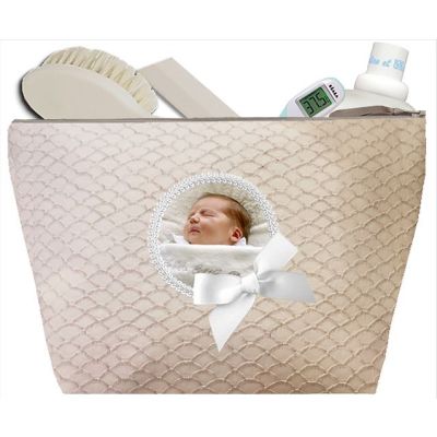 Trousse de toilette Bébé - Trousse personnalisée avec sa photo - Cadeau Naissance personnalisé - Ecaille sable