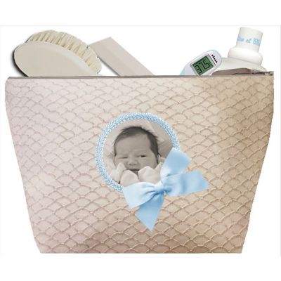 Trousse de toilette Bébé - Trousse personnalisée avec sa photo - Cadeau Naissance personnalisé - Ecaille sable