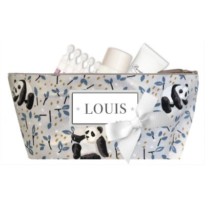 Trousse Bébé - Trousse personnalisée avec le prénom de l'enfant - Cadeau Naissance personnalisé - Cadeau garçon - Panda