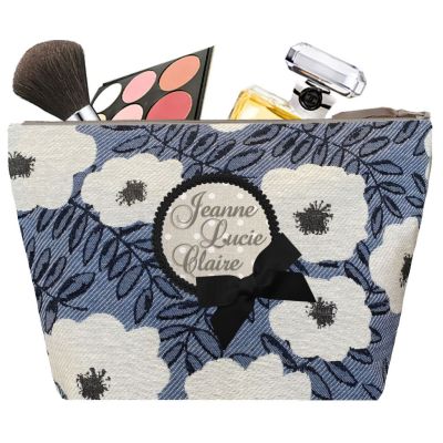 Trousse de toilette Femme - Trousse personnalisée avec le prénom des enfants - Cadeau personnalisé - Fleurs